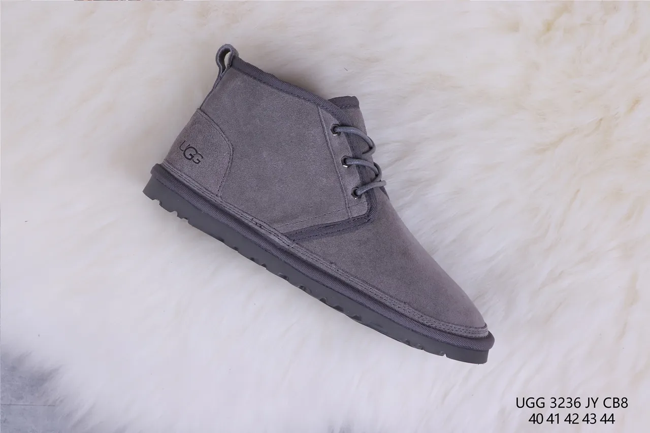 UGG Tasman Botas de Nieve de Ante Gris con Forro de Cordero y Cordones 6