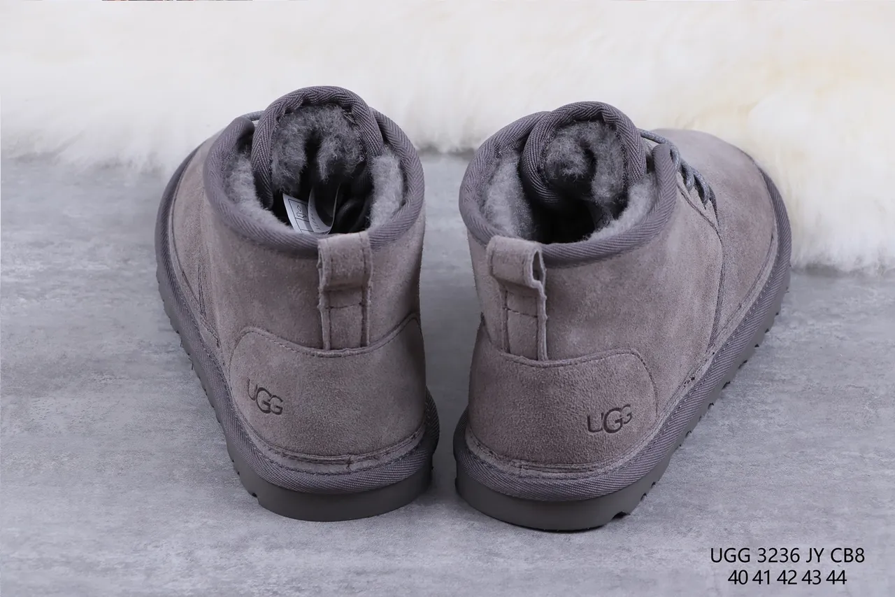 UGG Tasman Botas de Nieve de Ante Gris con Forro de Cordero y Cordones 8