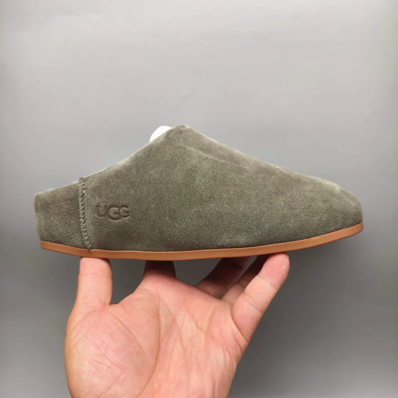 UGG Tasman Olive Green Suede Shearling-Lined Slippers 2