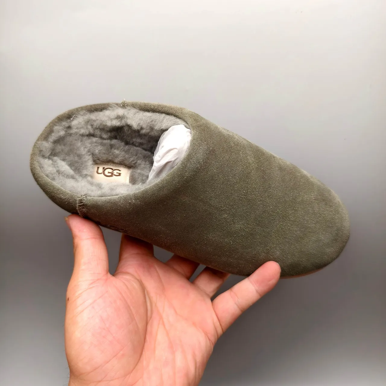 UGG Tasman Olive Green Suede Shearling-Lined Slippers 3