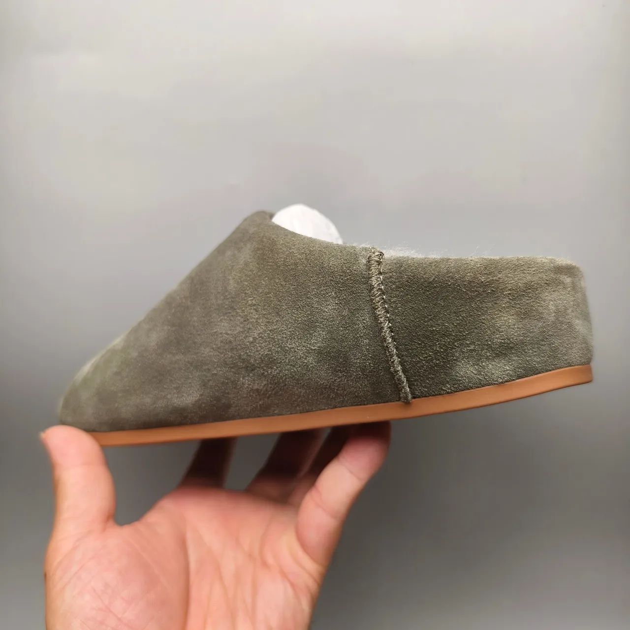 UGG Tasman Olive Green Suede Shearling-Lined Slippers 4