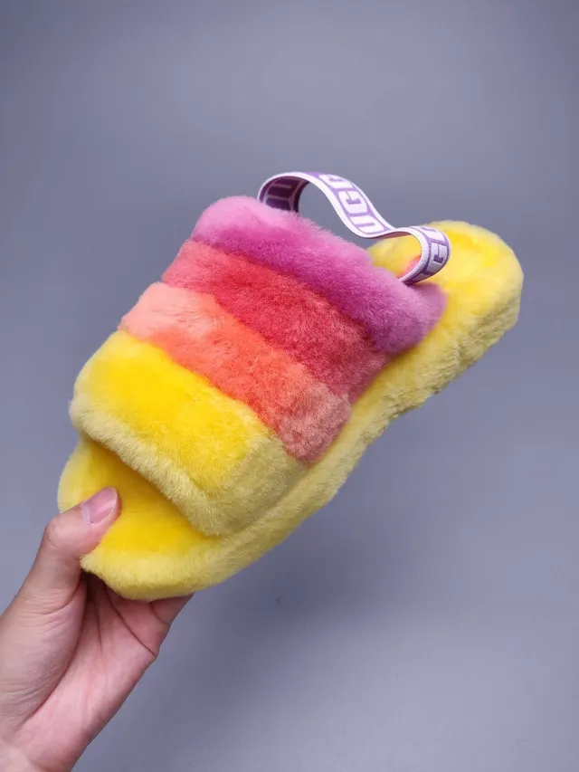 UGG Tasman Rainbow Gradient Fluffy Slipper 6