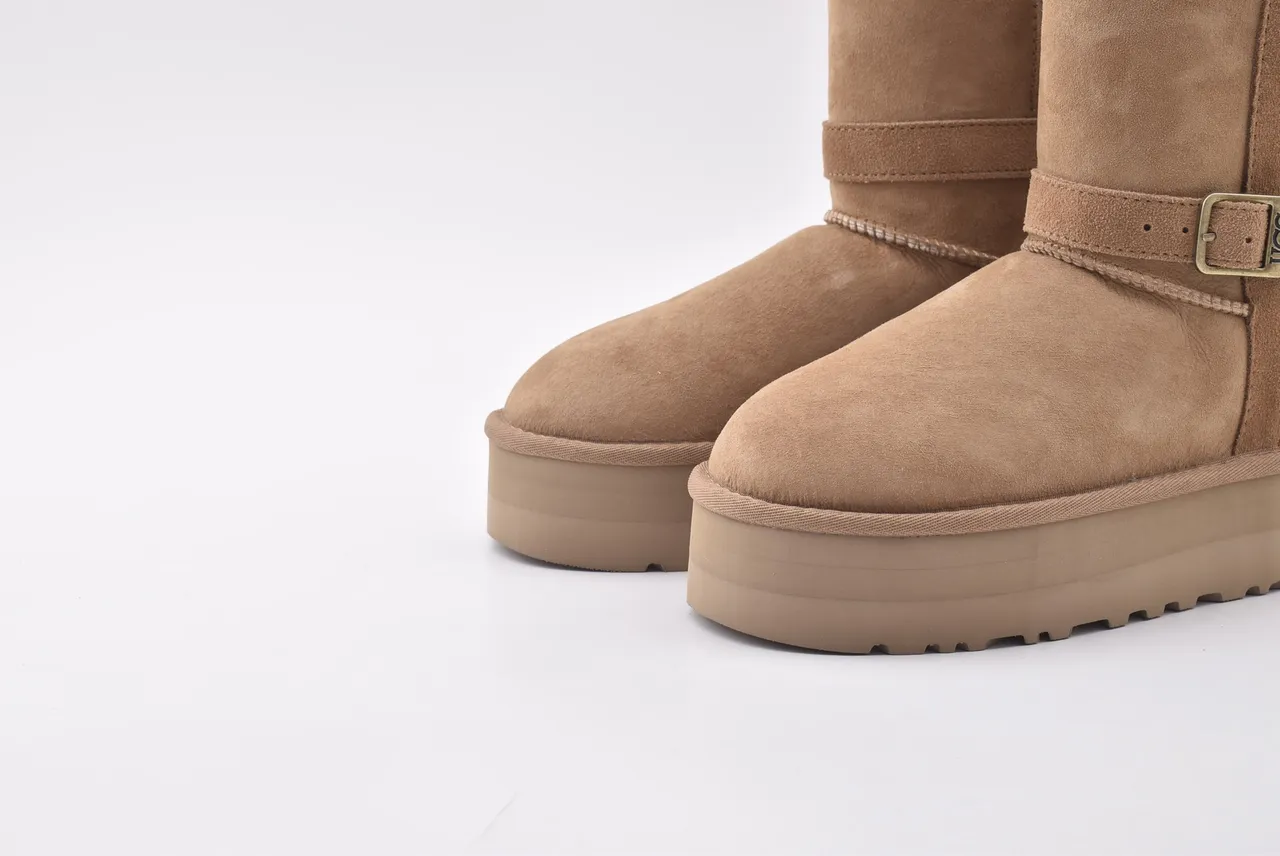 UGG Tasman Tan স্যুয়েড প্ল্যাটফর্ম হাঁটু বুট 5