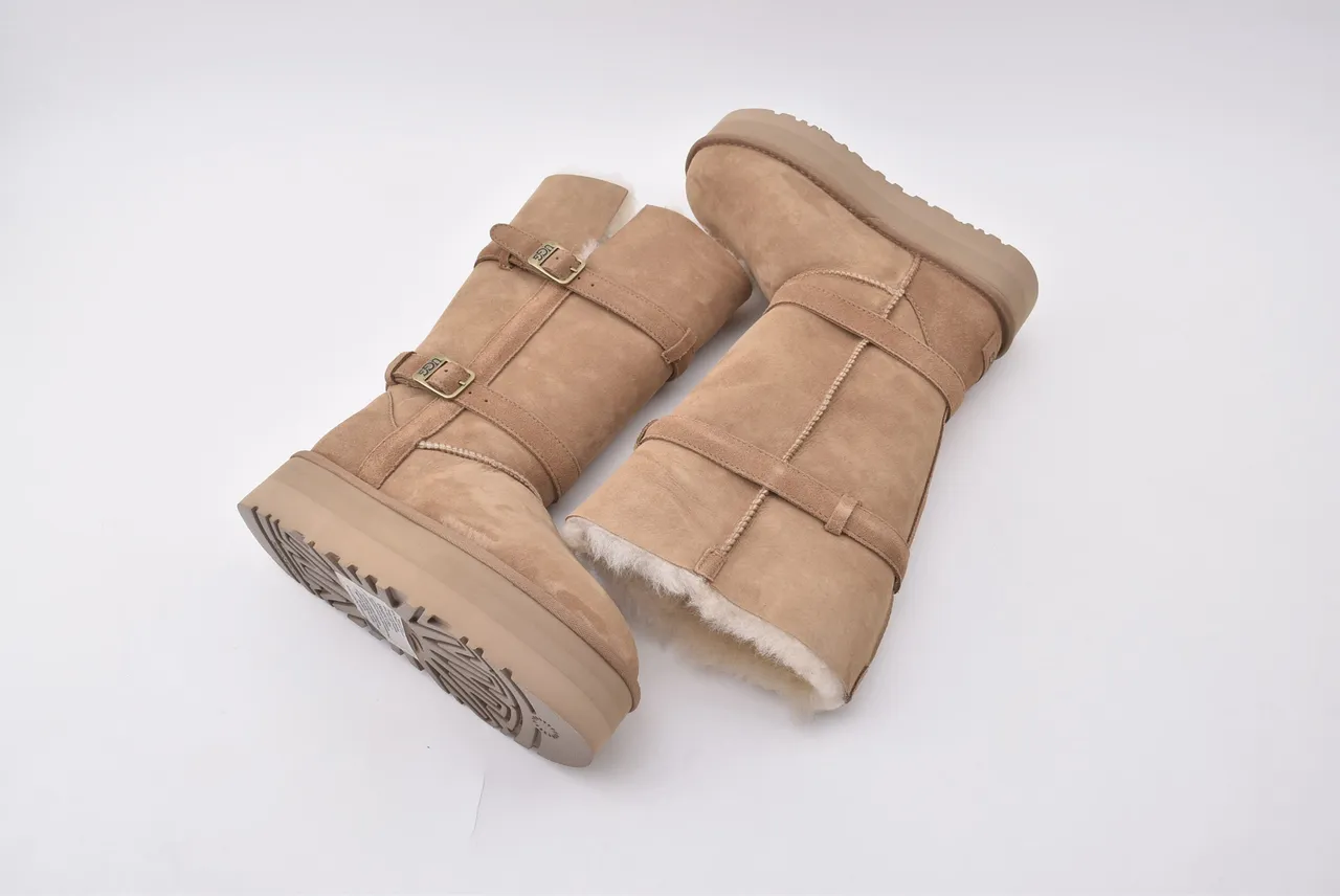 UGG Tasman Tan স্যুয়েড প্ল্যাটফর্ম হাঁটু বুট 7