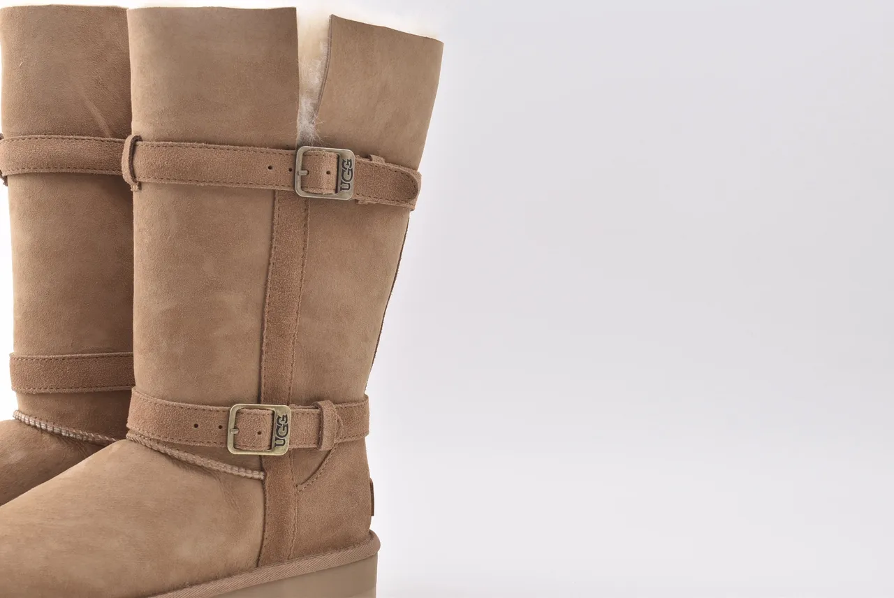 UGG Tasman Tan স্যুয়েড প্ল্যাটফর্ম হাঁটু বুট 8