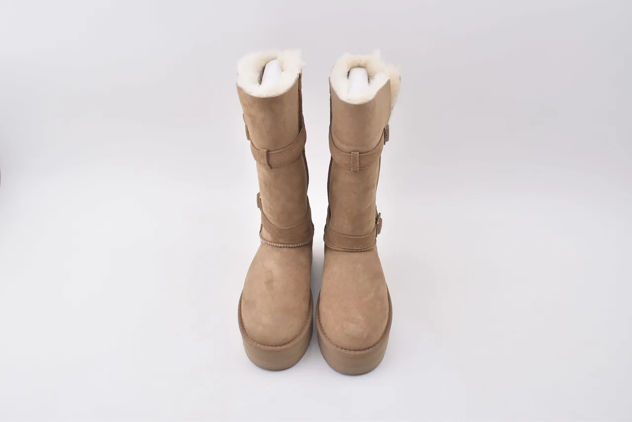 UGG Tasman Tan স্যুয়েড প্ল্যাটফর্ম হাঁটু বুট 9