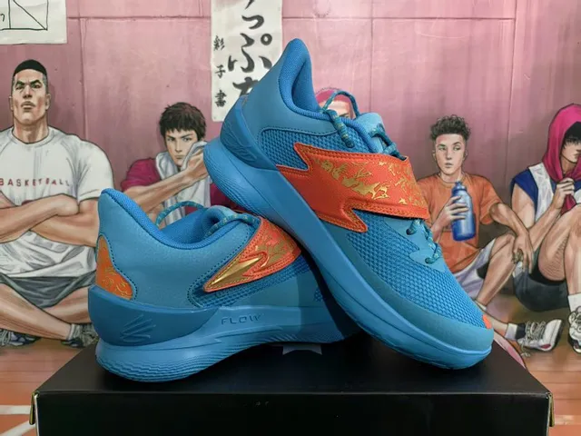 Under Armour Flow Blue Orange Mesh Midfoot Strap Basketball Shoes 2