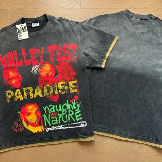 Vale Forever Valley Fest Paradise Naughty by Nature ওয়াশড ব্ল্যাক গ্রাফিক টি-শার্ট