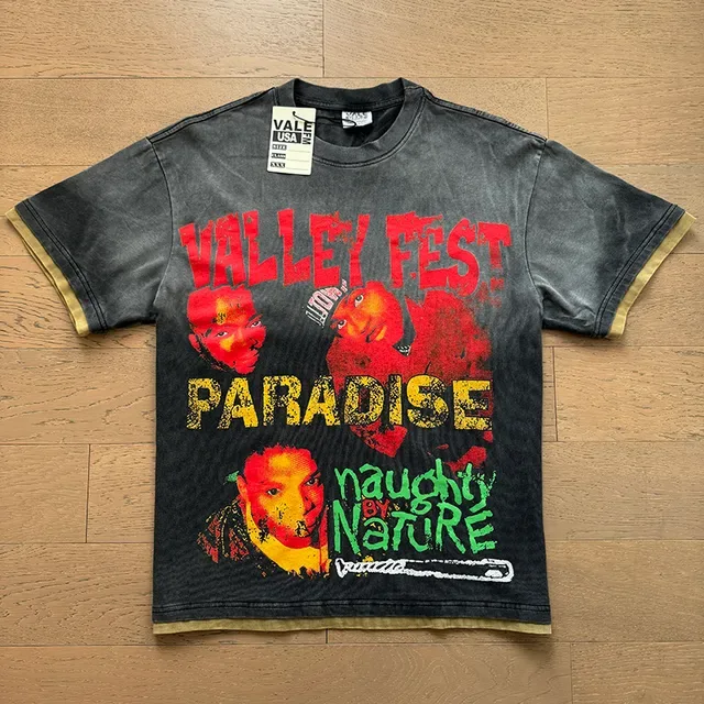 تي شيرت جرافيك أسود مغسول Vale Forever Valley Fest Paradise Naughty by Nature 3