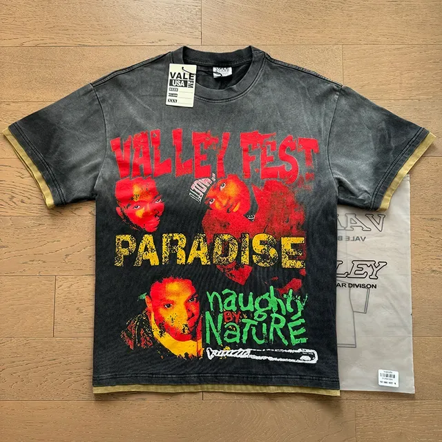 تي شيرت جرافيك أسود مغسول Vale Forever Valley Fest Paradise Naughty by Nature 4