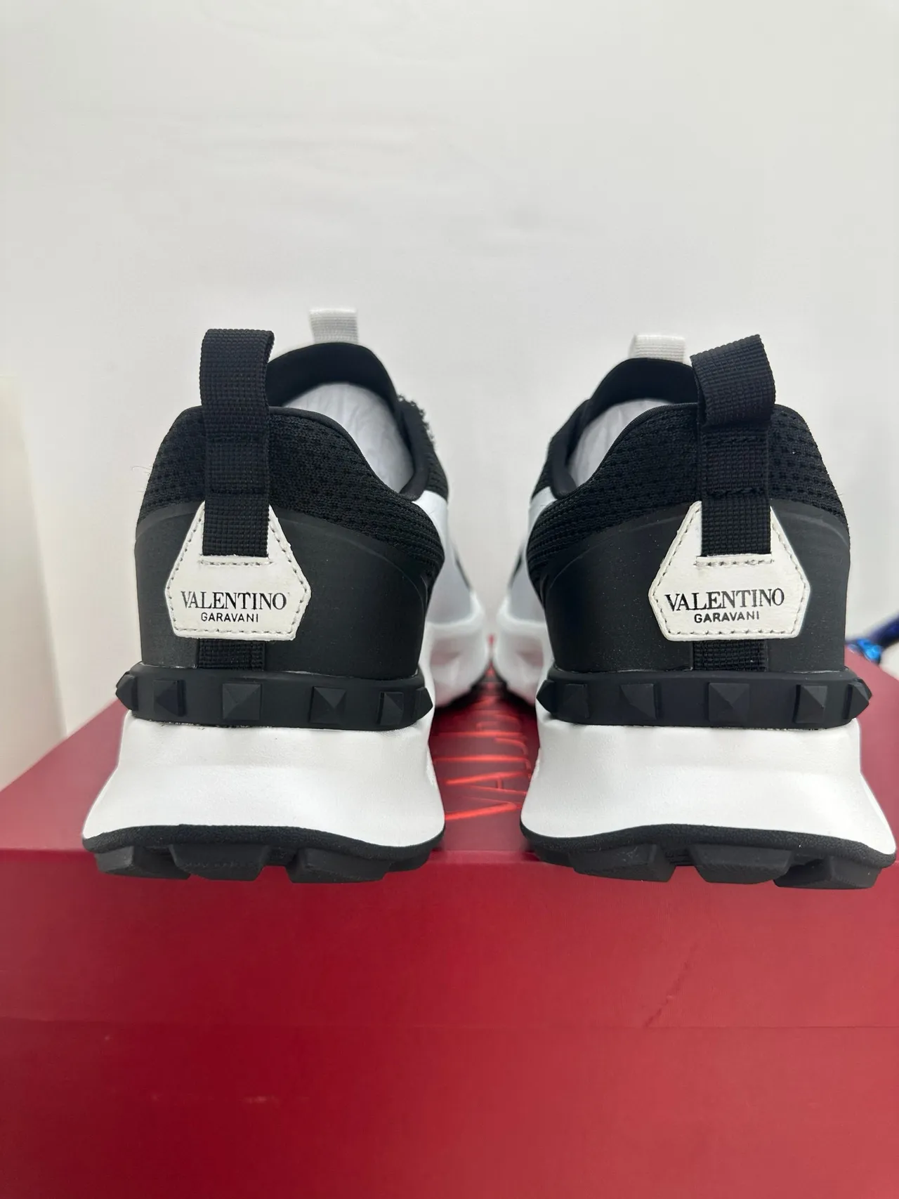 Valentino Black White Platform Sole Asymmetrical Paneling Chunky Sneakers 8