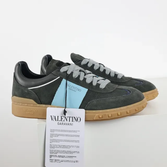 Valentino Gray Blue Suede Upper Gum Rubber Sole Sneakers 3