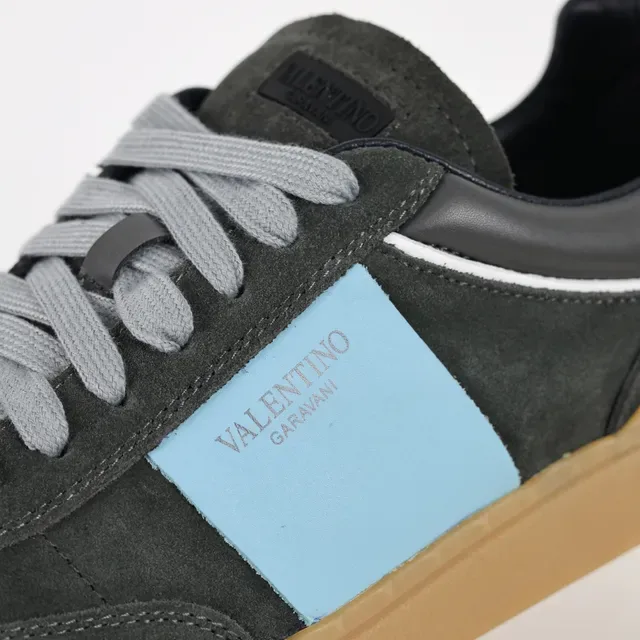 Valentino Gray Blue Suede Upper Gum Rubber Sole Sneakers 6