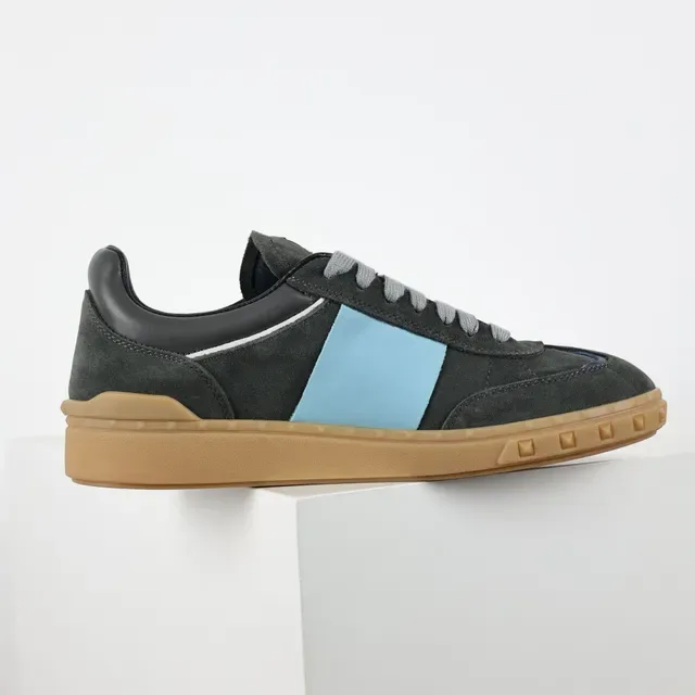 Valentino Gray Blue Suede Upper Gum Rubber Sole Sneakers 7
