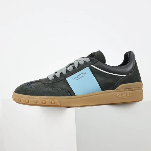Valentino Gray Blue Suede Upper Gum Rubber Sole Sneakers 9