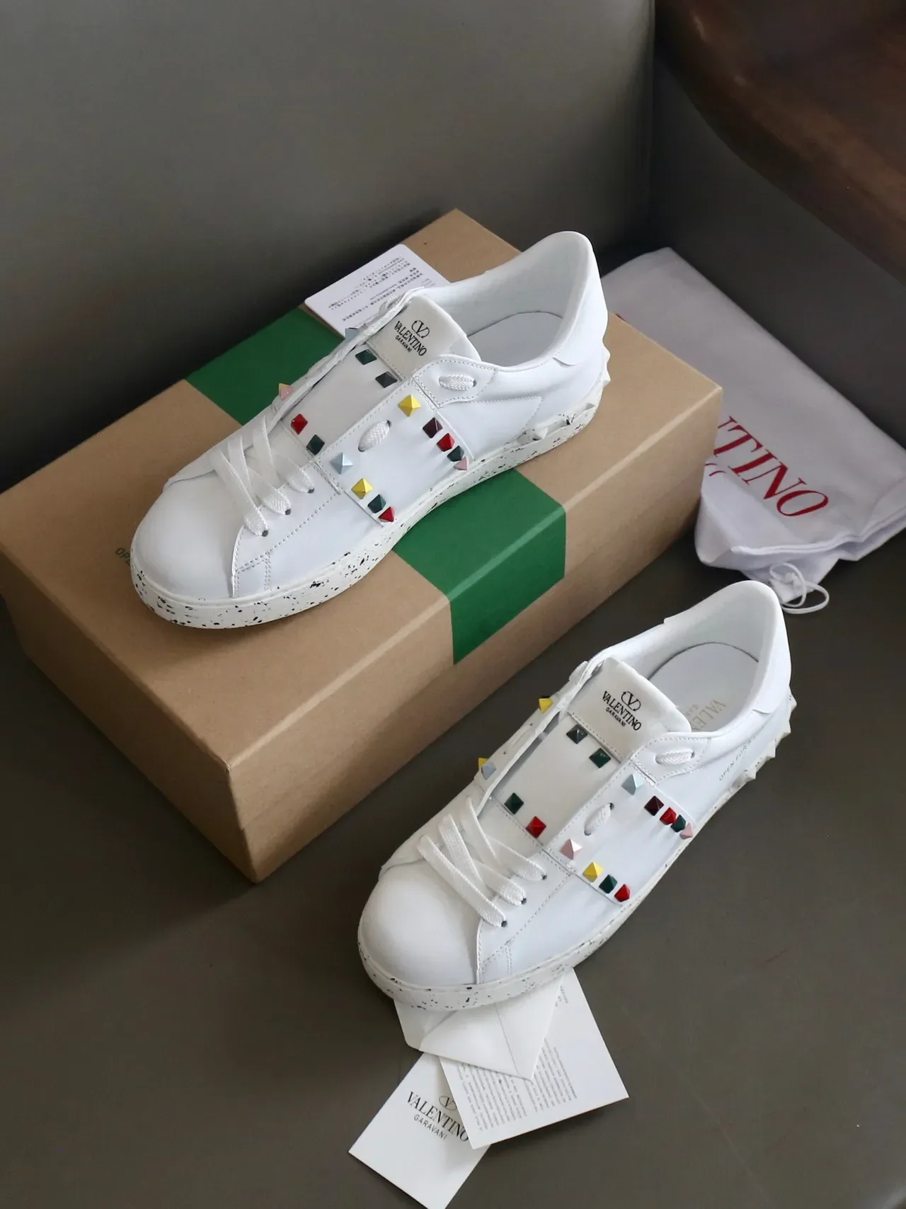 Valentino Open Rockstud White Multicolor Studs Lifestyle Sneakers 5