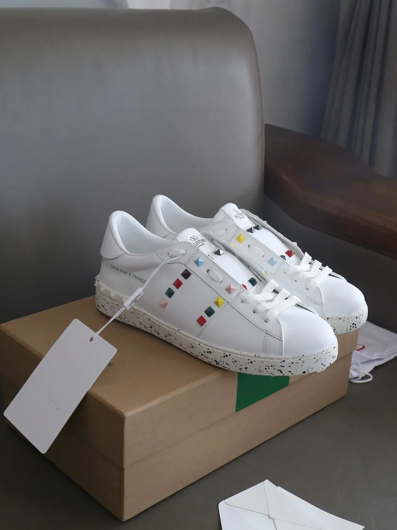 Valentino Open Rockstud White Multicolor Studs Lifestyle Sneakers 8
