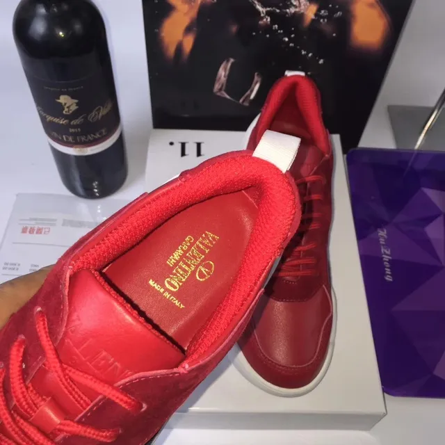 Valentino Red White Leather Upper Sole Chunky Sneakers 2