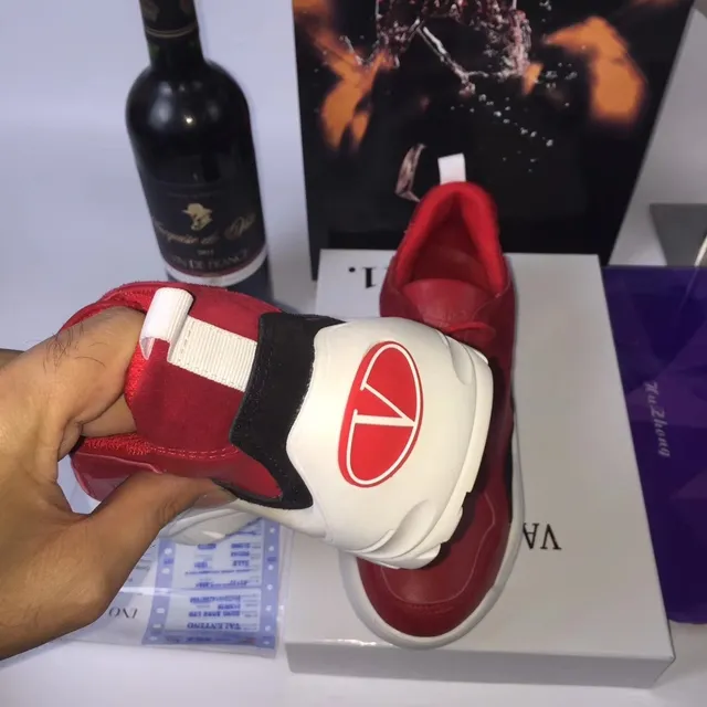 Valentino Red White Leather Upper Sole Chunky Sneakers 3