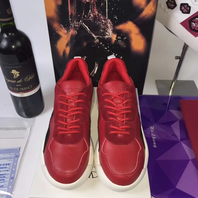 Valentino Red White Leather Upper Sole Chunky Sneakers 4