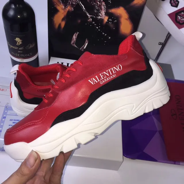 Valentino Red White Leather Upper Sole Chunky Sneakers 5