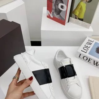 Valentino Rockstud White and Black Leather Platform Lifestyle Sneakers