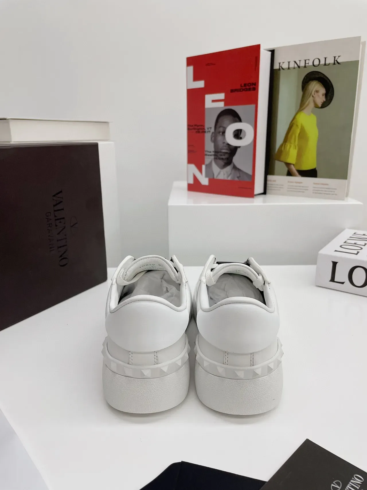 Valentino Rockstud White and Black Leather Platform Lifestyle Sneakers 3
