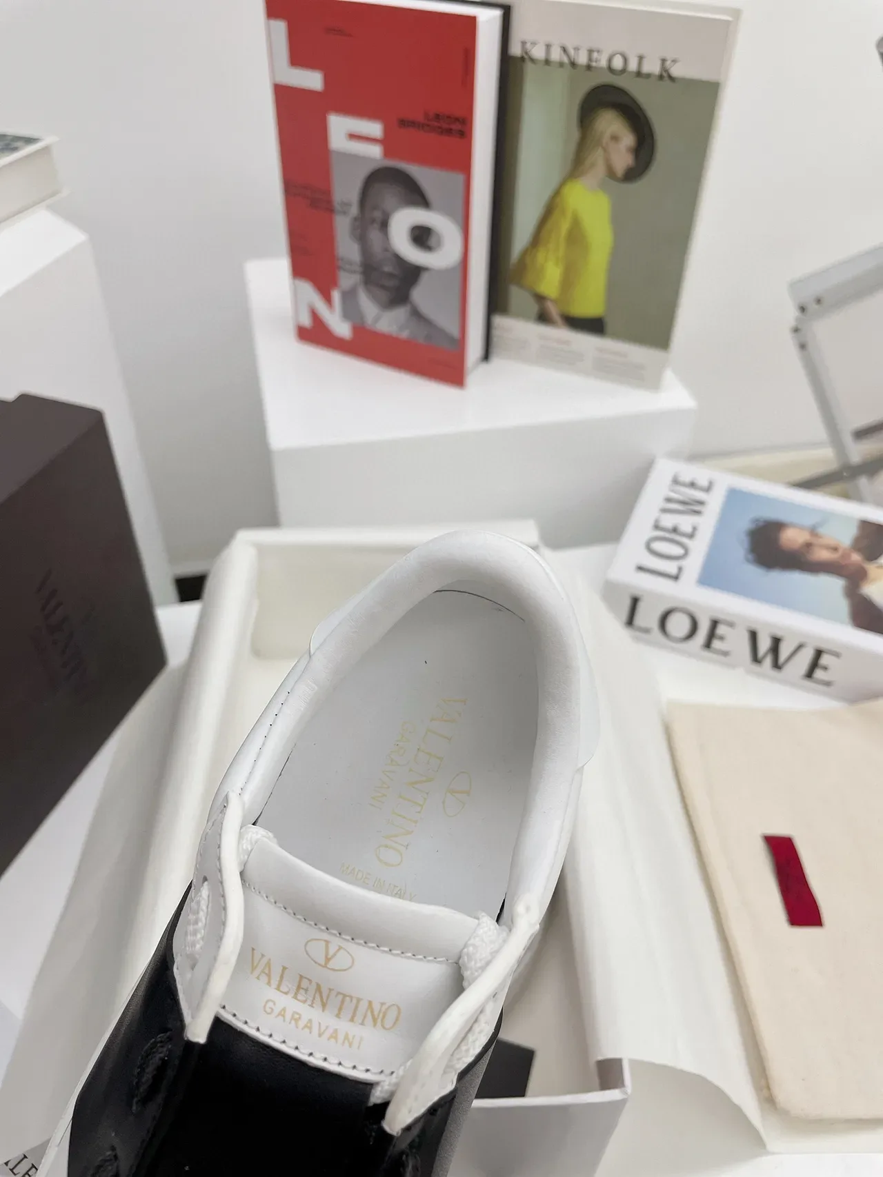 Valentino Rockstud White and Black Leather Platform Lifestyle Sneakers 5