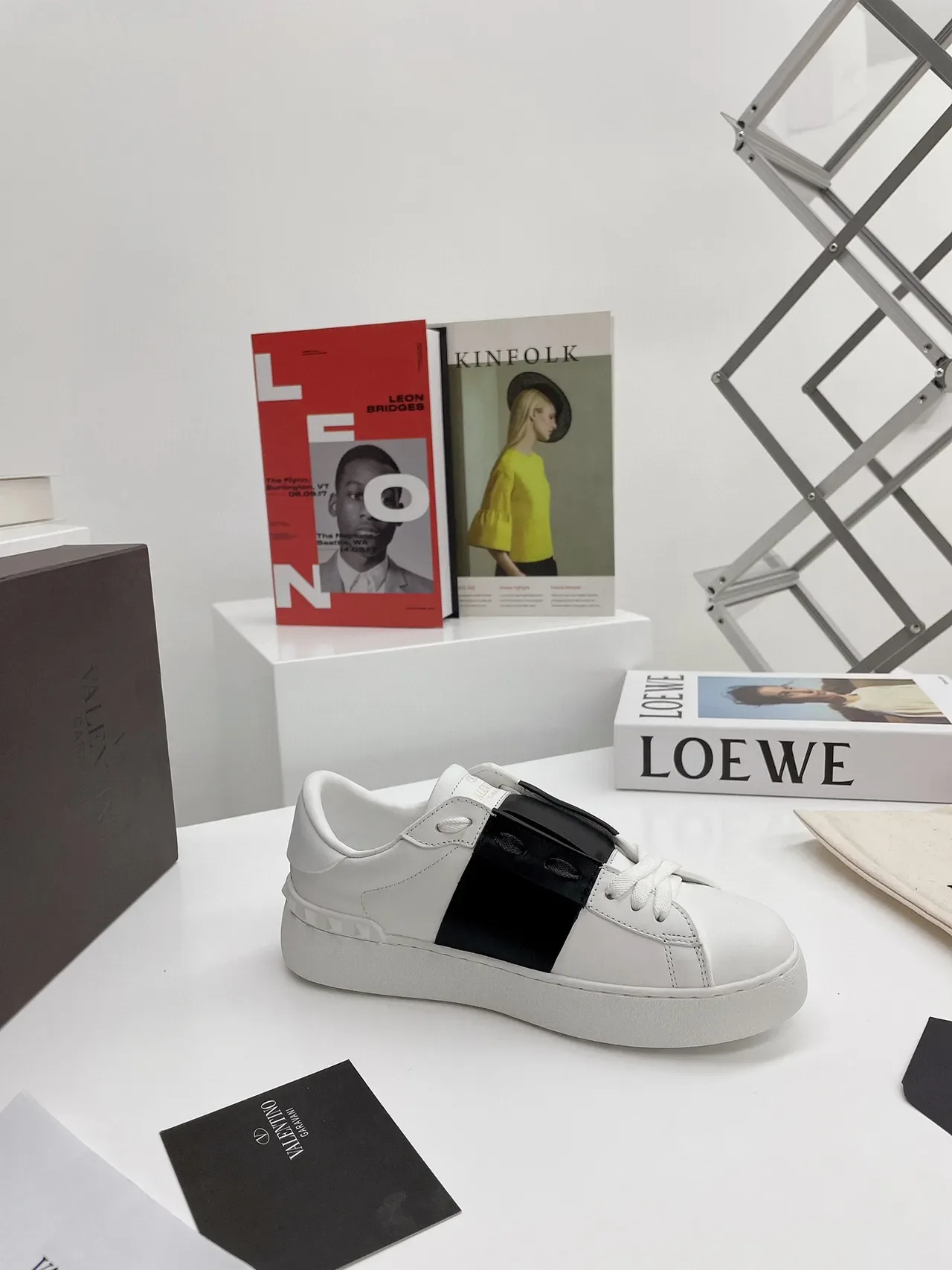 Valentino Rockstud White and Black Leather Platform Lifestyle Sneakers 6