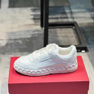 Valentino Rockstud White Leather Pyramid-Studded Lifestyle Sneakers