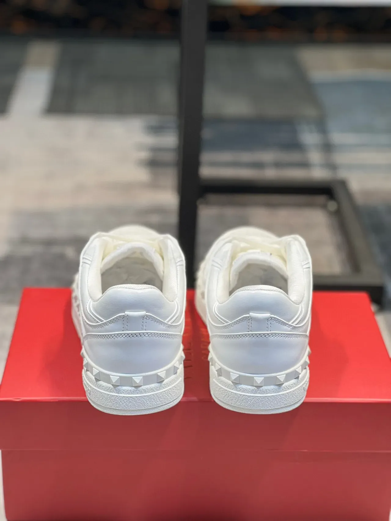 Valentino Rockstud White Leather Pyramid-Studded Lifestyle Sneakers 2