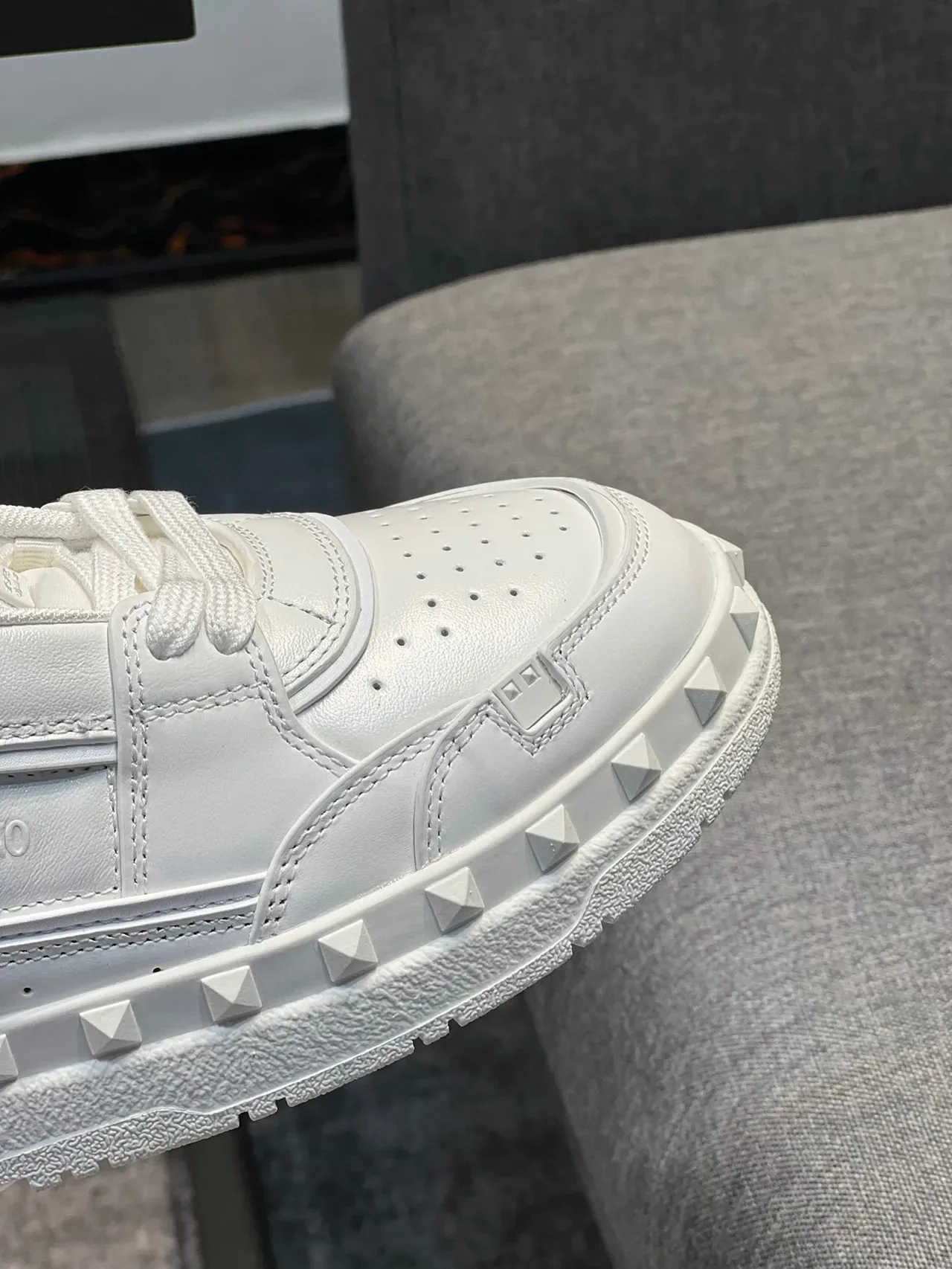Valentino Rockstud White Leather Pyramid-Studded Lifestyle Sneakers 3