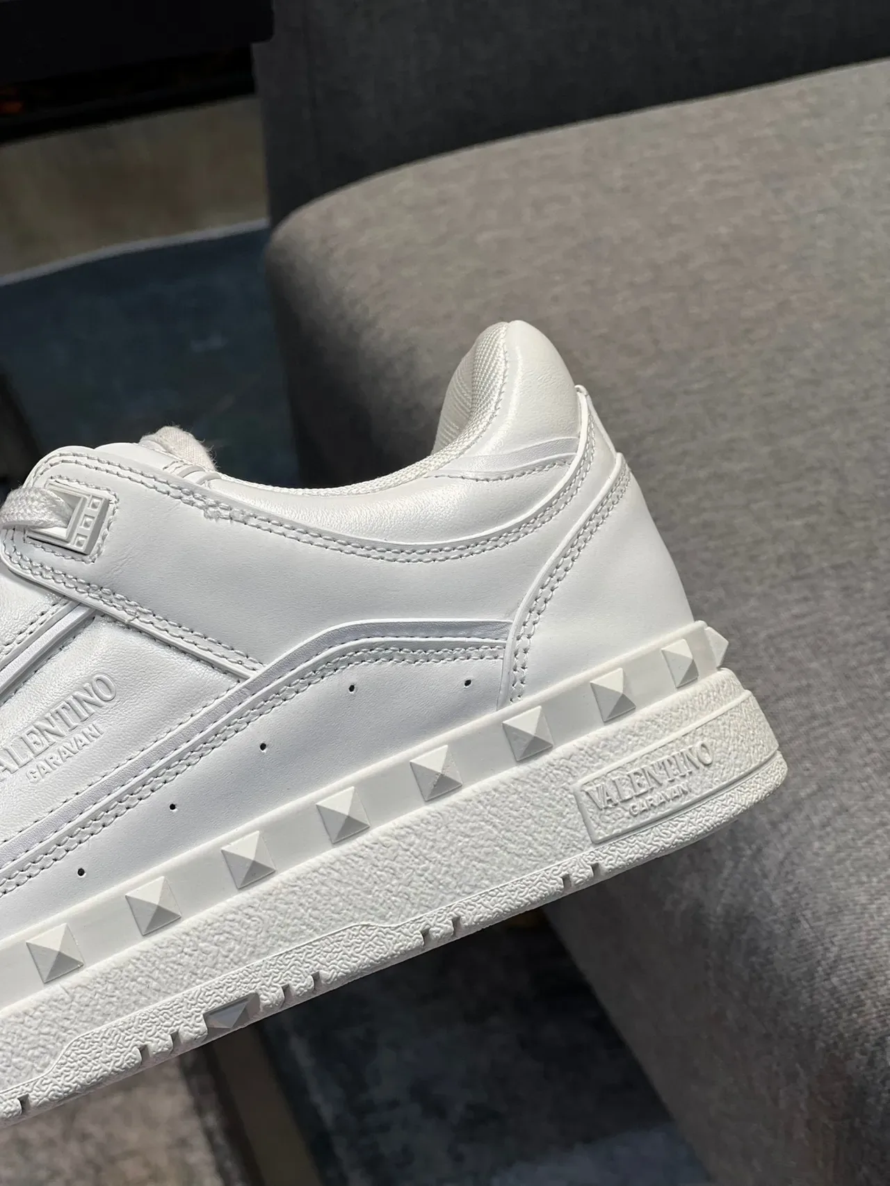 Valentino Rockstud White Leather Pyramid-Studded Lifestyle Sneakers 8
