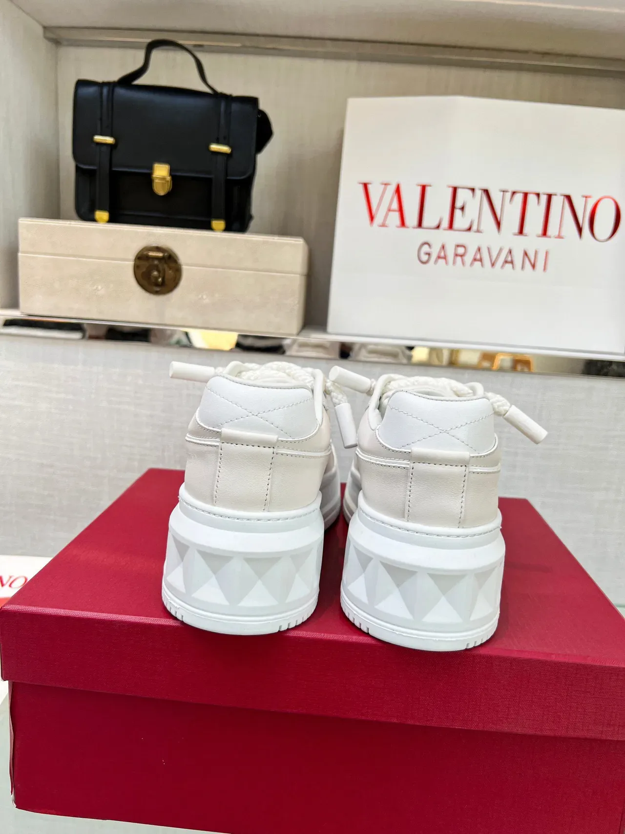 Valentino Rockstud White Quilted Leather Platform Lifestyle Sneakers 3