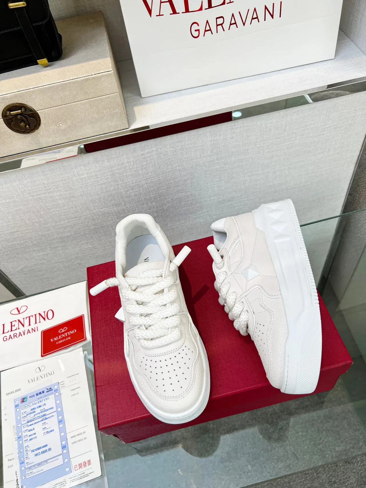 Valentino Rockstud White Quilted Leather Platform Lifestyle Sneakers 5