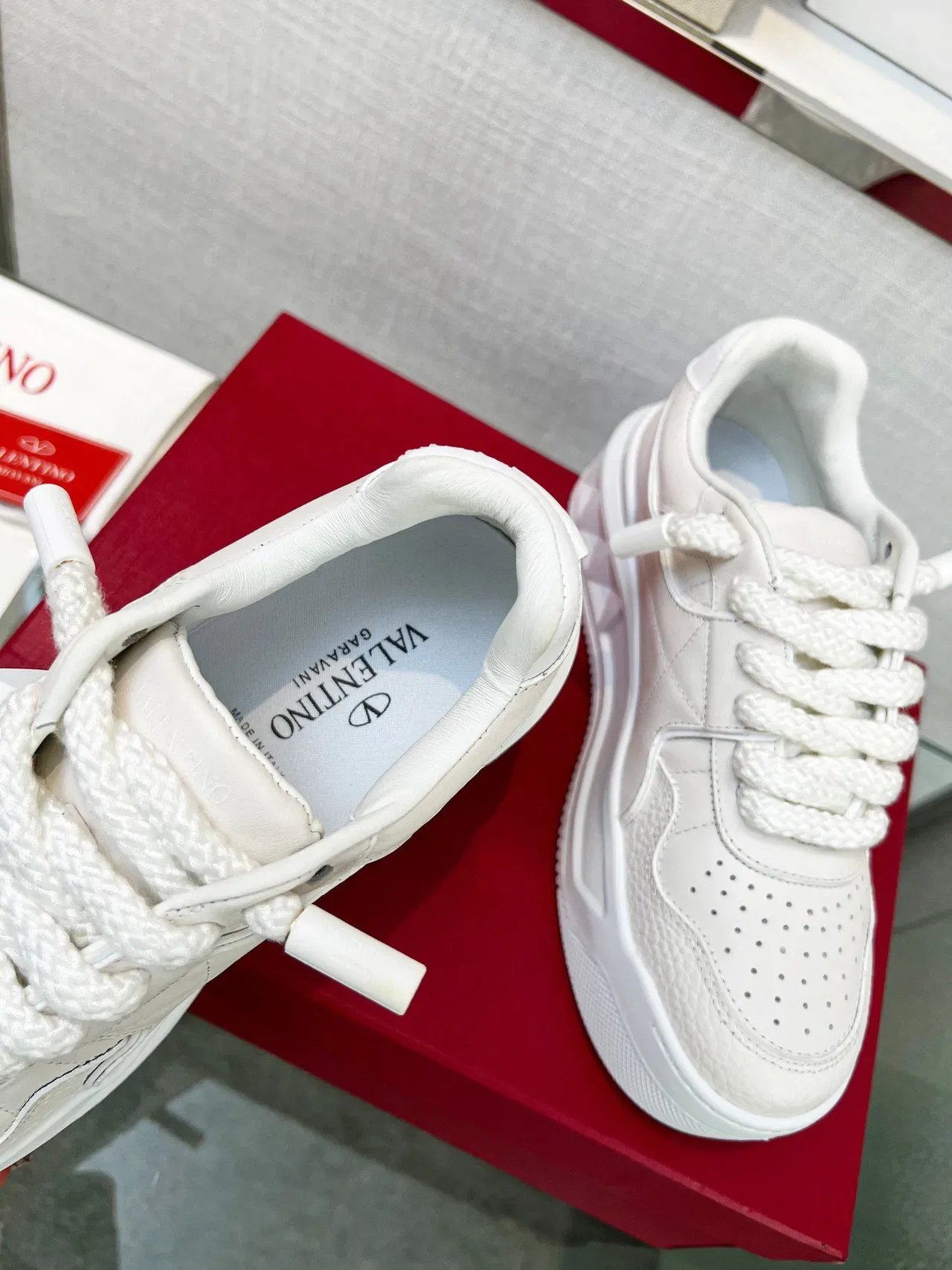 Valentino Rockstud White Quilted Leather Platform Lifestyle Sneakers 6