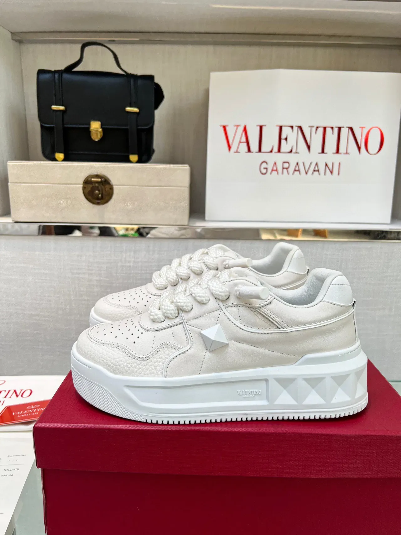 Valentino Rockstud White Quilted Leather Platform Lifestyle Sneakers 9
