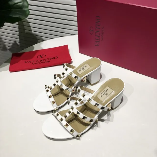 Valentino Rockstud White Studded Block Heel Gladiator Sandals 3