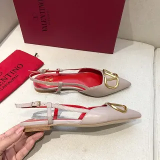 Valentino VLogo Pointed Toe Slingback Ballet Flats