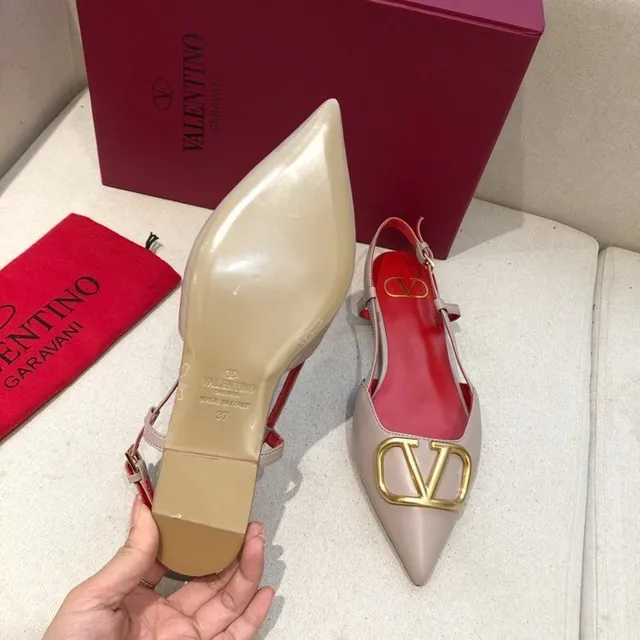Valentino VLogo Pointed Toe Slingback Ballet Flats 4
