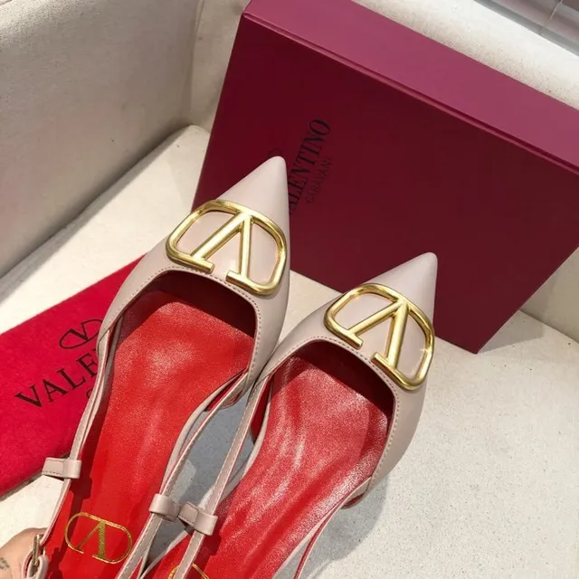 Valentino VLogo Pointed Toe Slingback Ballet Flats 6