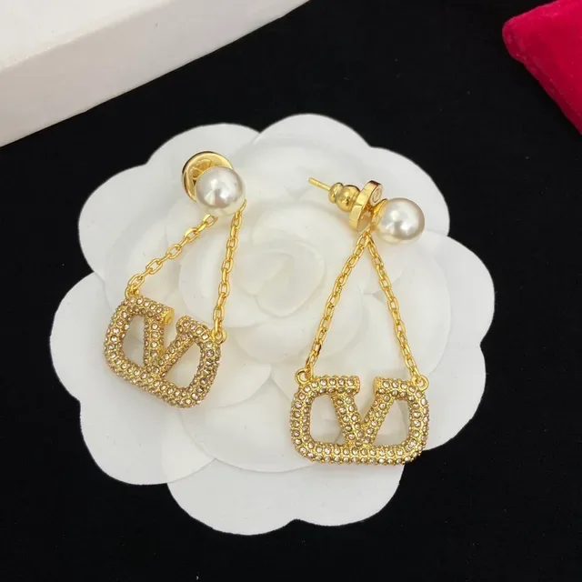 Valentino VLTN Boucles d'oreilles à perles avec cristaux incrustés 4