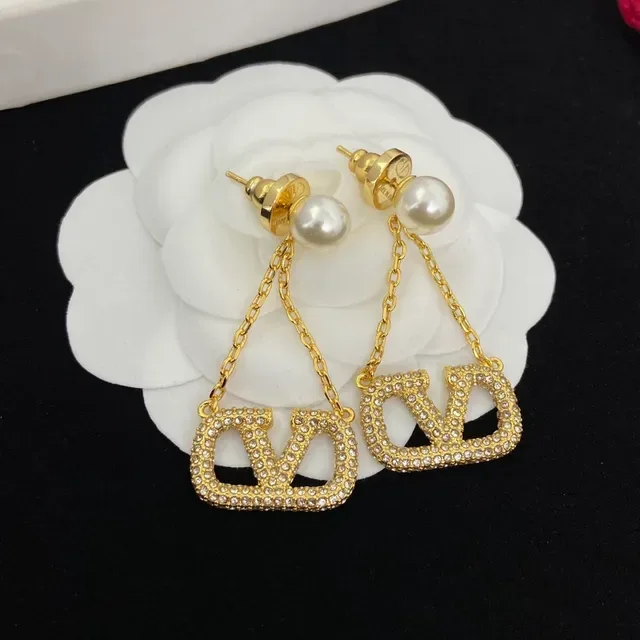Valentino VLTN Boucles d'oreilles à perles avec cristaux incrustés 5