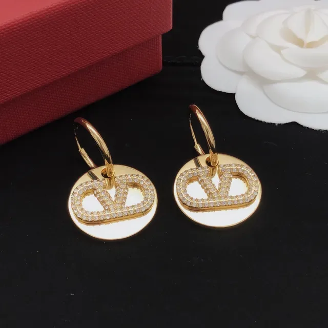 Valentino VLTN Brincos Discos Circulares Pavé Cristal Tom Dourado 5