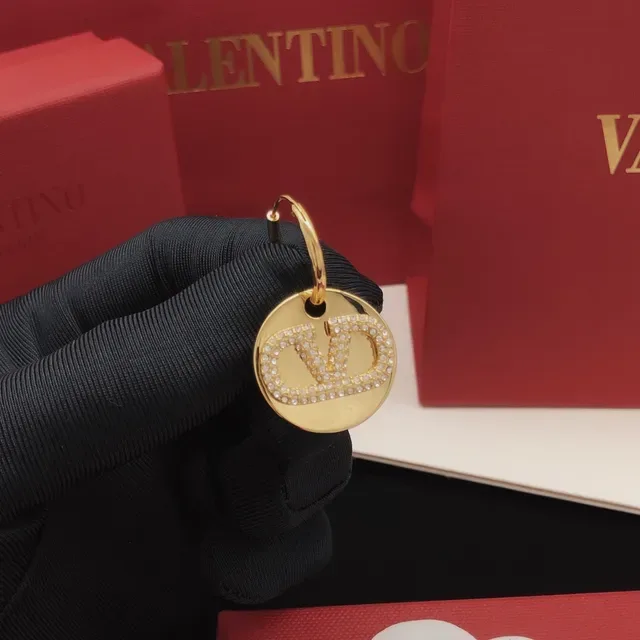 Valentino VLTN Brincos Discos Circulares Pavé Cristal Tom Dourado 6