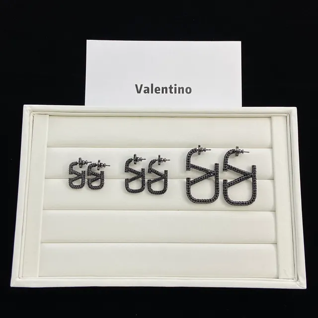 Valentino VLTN Pavé Interlocking Double-V Stud Earrings 2
