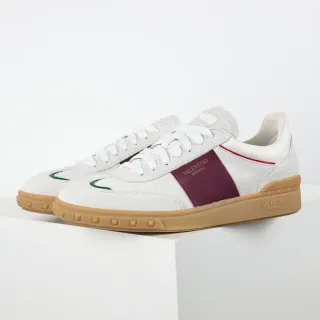 Valentino White Burgundy Low-Top Suede And Leather Upper Lifestyle Sneakers