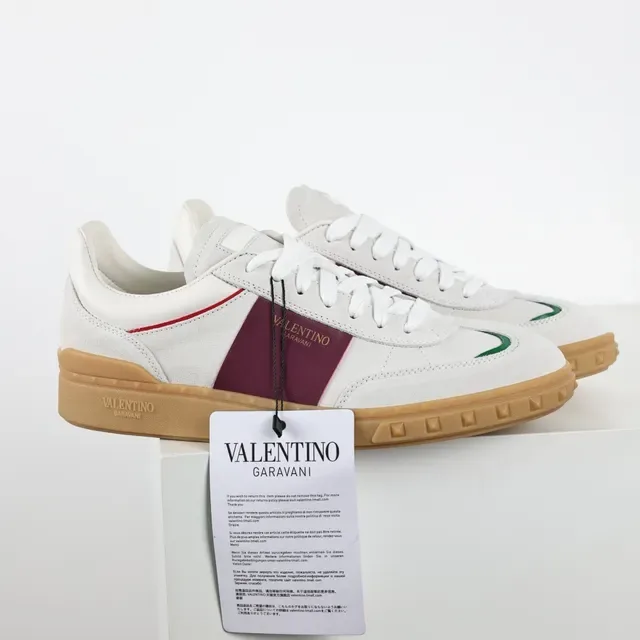 Valentino White Burgundy Low-Top Suede And Leather Upper Lifestyle Sneakers 3