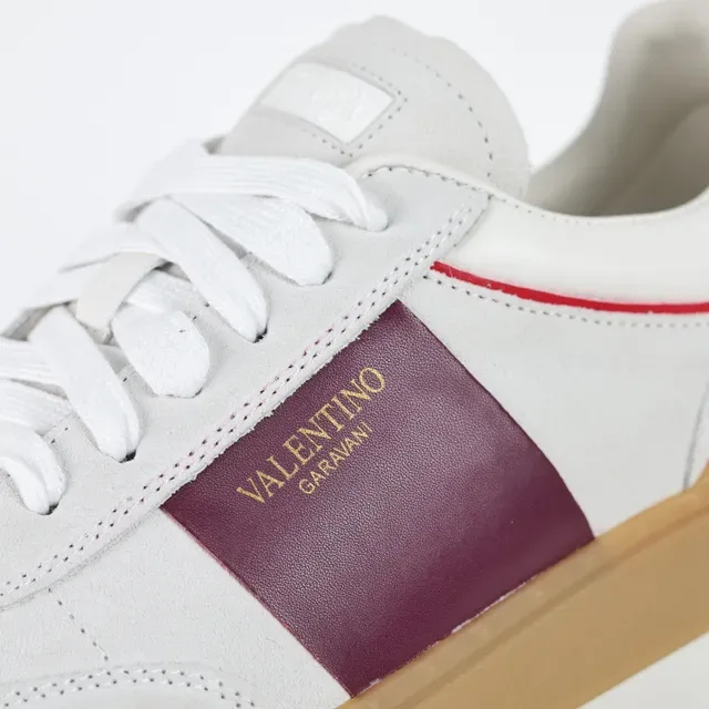 Valentino White Burgundy Low-Top Suede And Leather Upper Lifestyle Sneakers 6