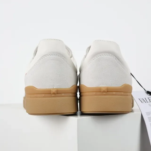 Valentino White Burgundy Low-Top Suede And Leather Upper Lifestyle Sneakers 8